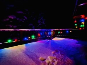 Tahoe Truckee Vacation rentals holiday lights on snow